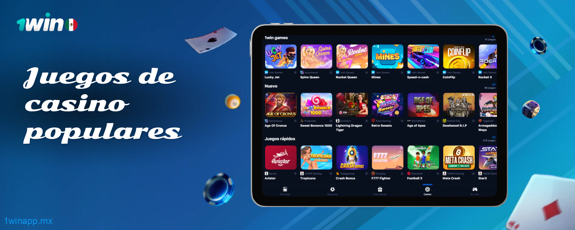 1Win ofrece una amplia gama de juegos de casino para usuarios de México